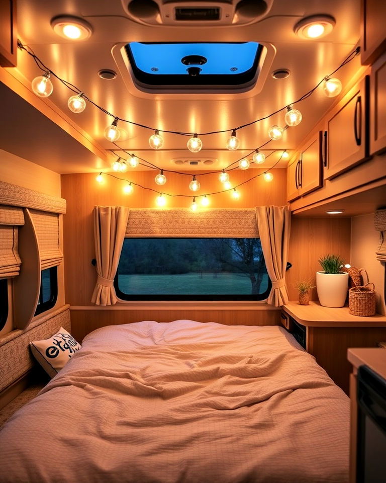 rv led string lights - 25 Rv Decorating Ideas