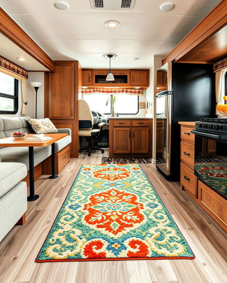rv rug to define spaces - 25 Rv Decorating Ideas