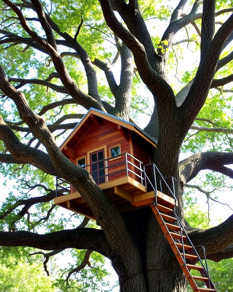 safe and weather resistant treehouse - 25 Tree Landscaping Ideas