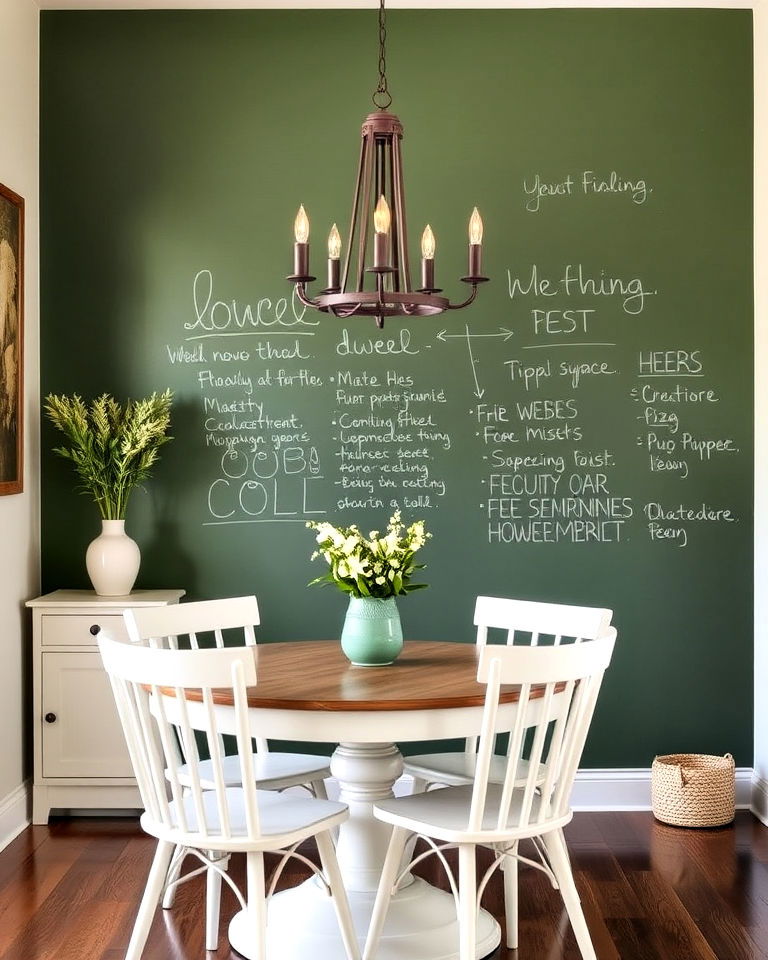 sage green chalkboard wall for dining room - 25 Sage Green Dining Room Ideas