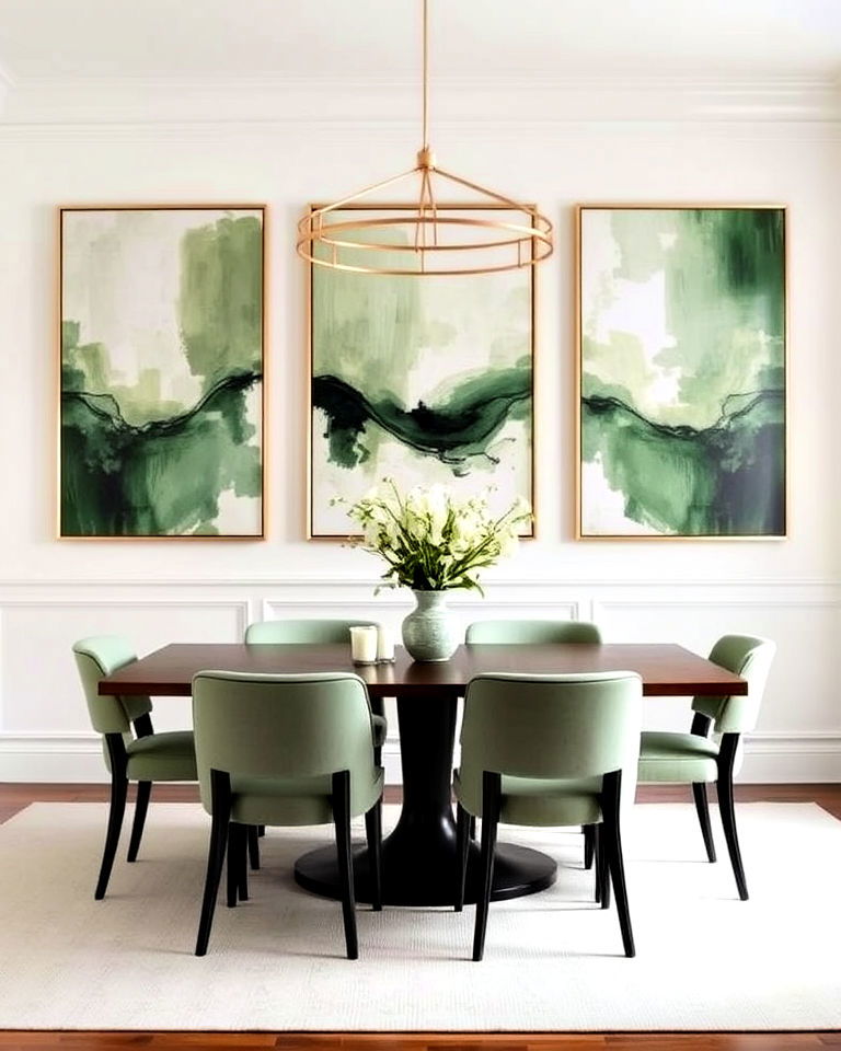 sage green dining room art - 25 Sage Green Dining Room Ideas