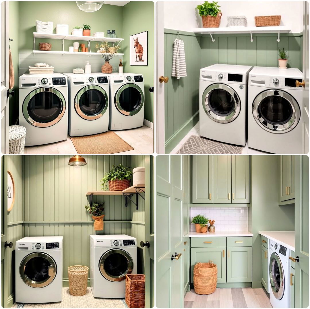 sage green laundry room ideas