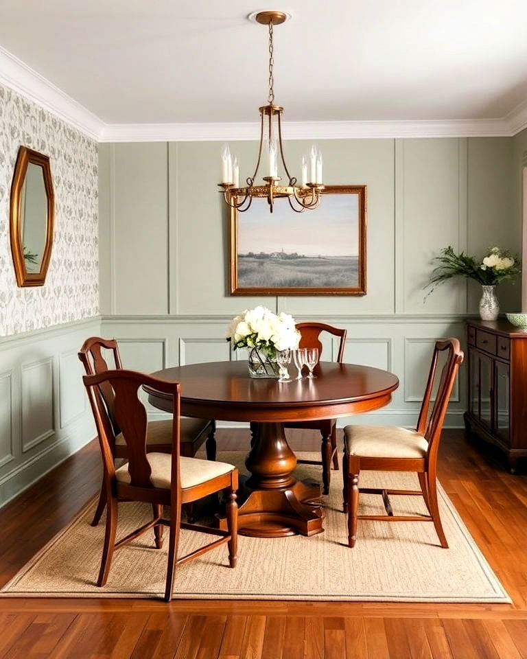 sage green paneling for the dining room - 25 Sage Green Dining Room Ideas