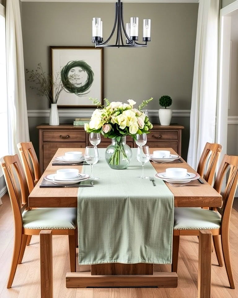 sage green tablecloths for any dining room - 25 Sage Green Dining Room Ideas