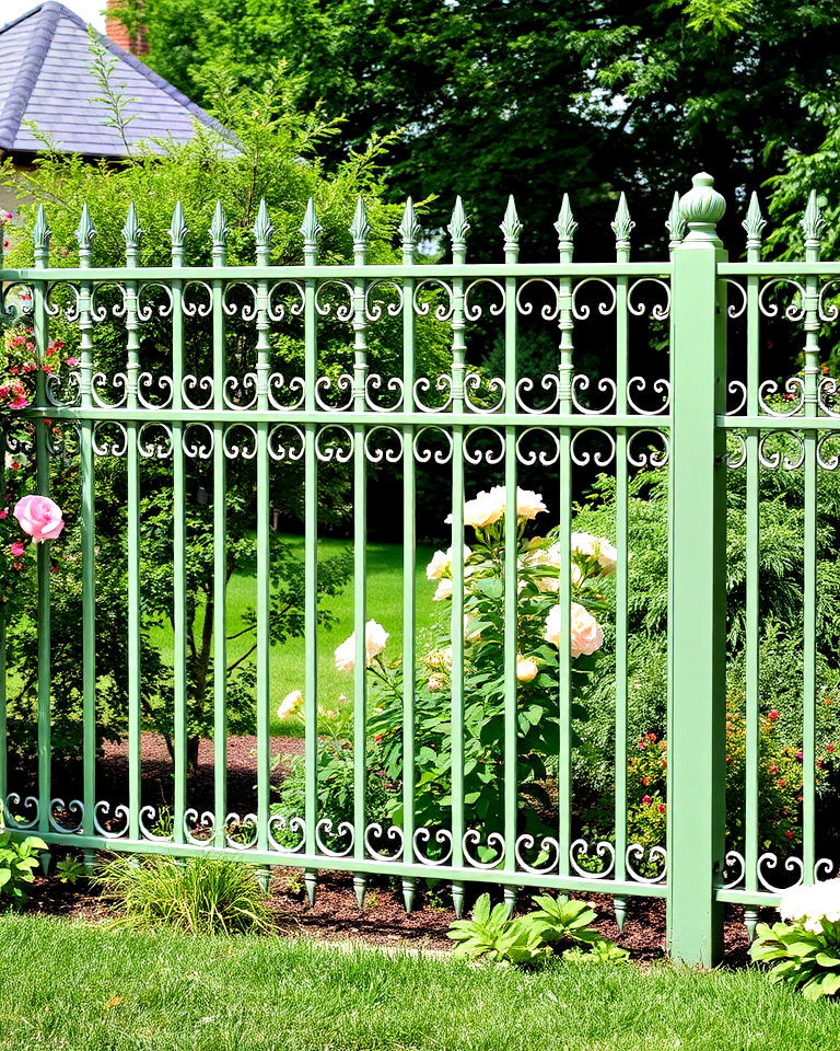 sage green wrought iron fence - 15 Sage Green Garden Fence Ideas