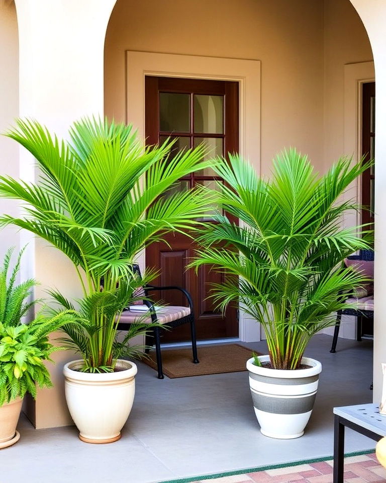 sago palms in decorative pots patio accent - 15 Landscaping With Sago Palms