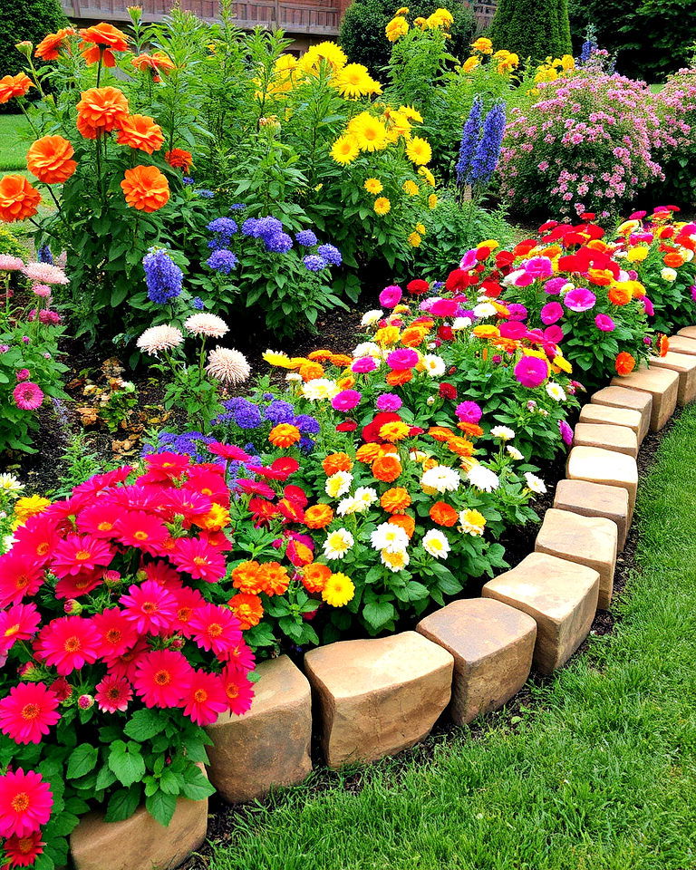sandstone edging for warm earthy tones - 25 Stone Garden Edging Ideas