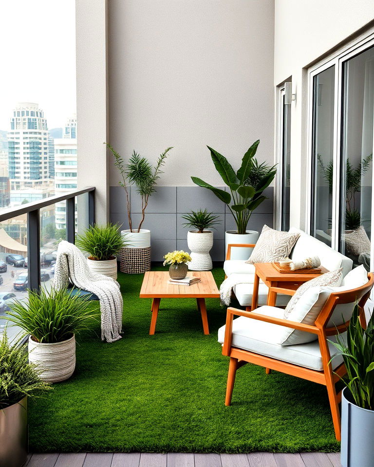 scandinavian balcony design - 25 Artificial Grass Balcony Design