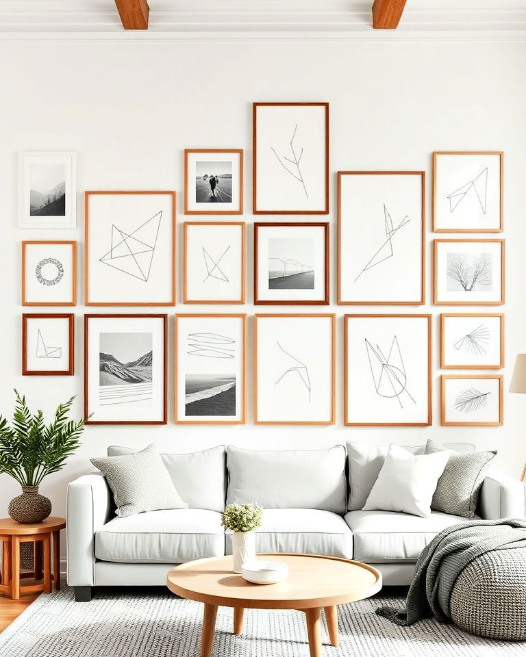 scandinavian inspired gallery walls - 20 Rustic Scandinavian Living Room Ideas