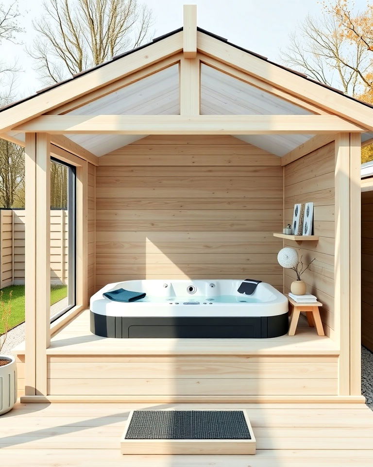 scandinavian inspired hot tub shed - 15 Hot Tub Shed Ideas