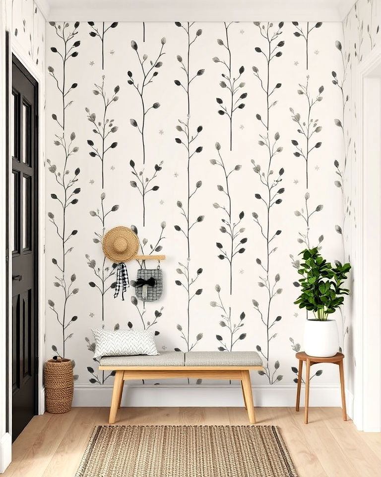scandinavian nature print wallpaper - 30 Entryway Wallpaper Ideas