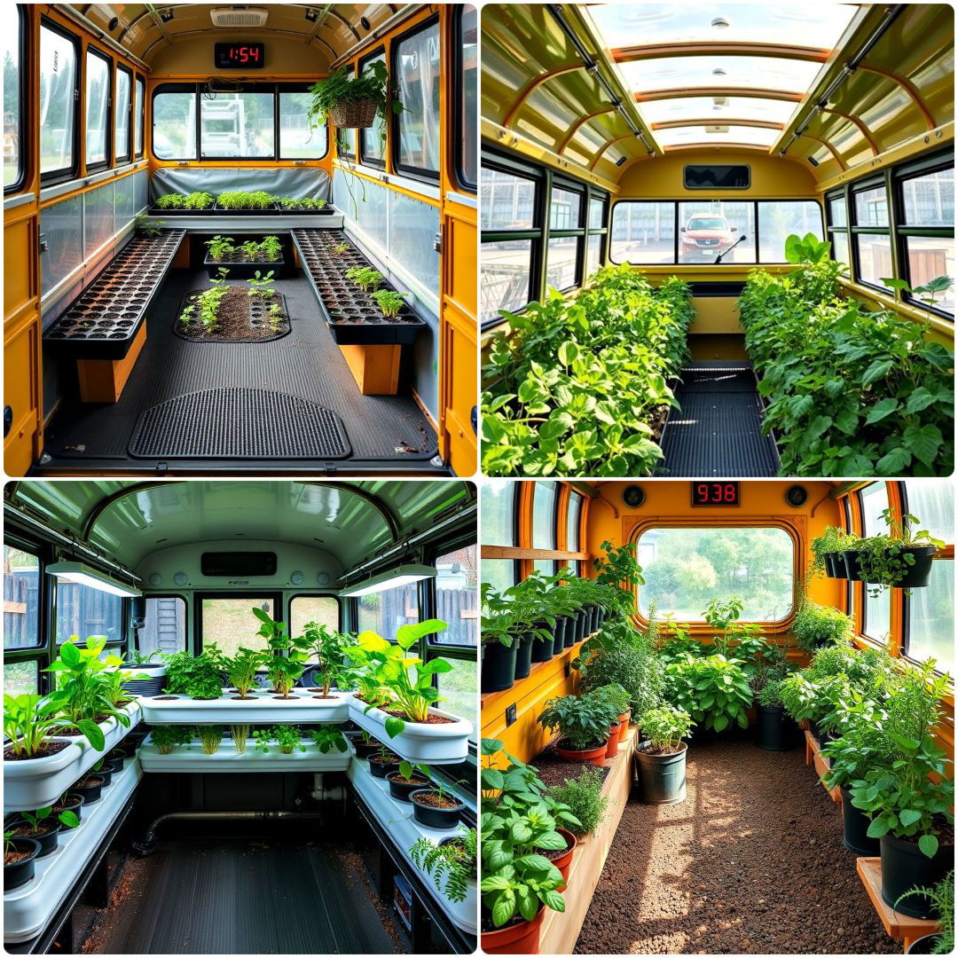 school bus greenhouse ideas