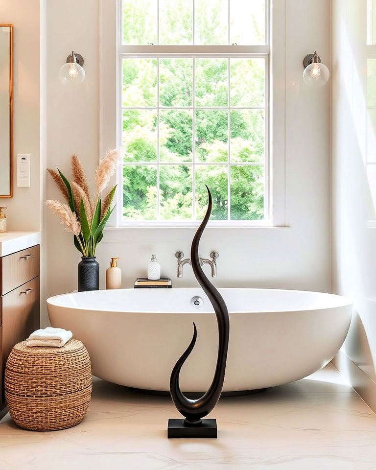sculptural accent bathtub decor - 25 Bathtub Decor Ideas