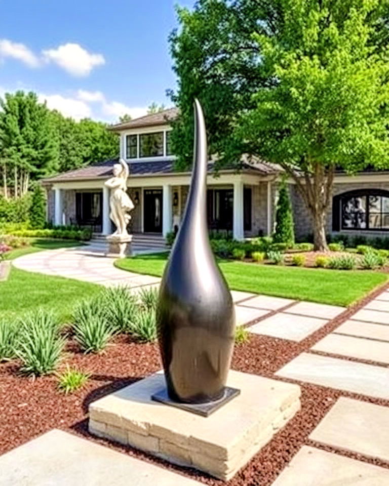 sculptural elements to a large yard - 15 Large Front Yard Landscaping Ideas
