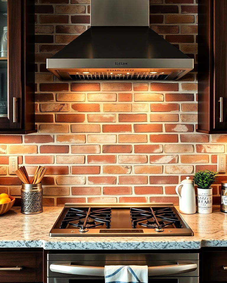 sealed brick kitchen backsplash - 25 Kitchen With Brick Backsplash Ideas