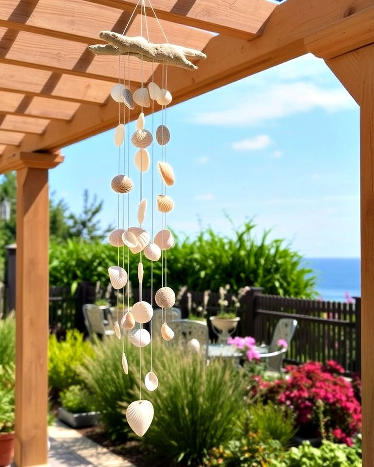 seashell wind chime garden - 20 Seaside Themed Garden Ideas