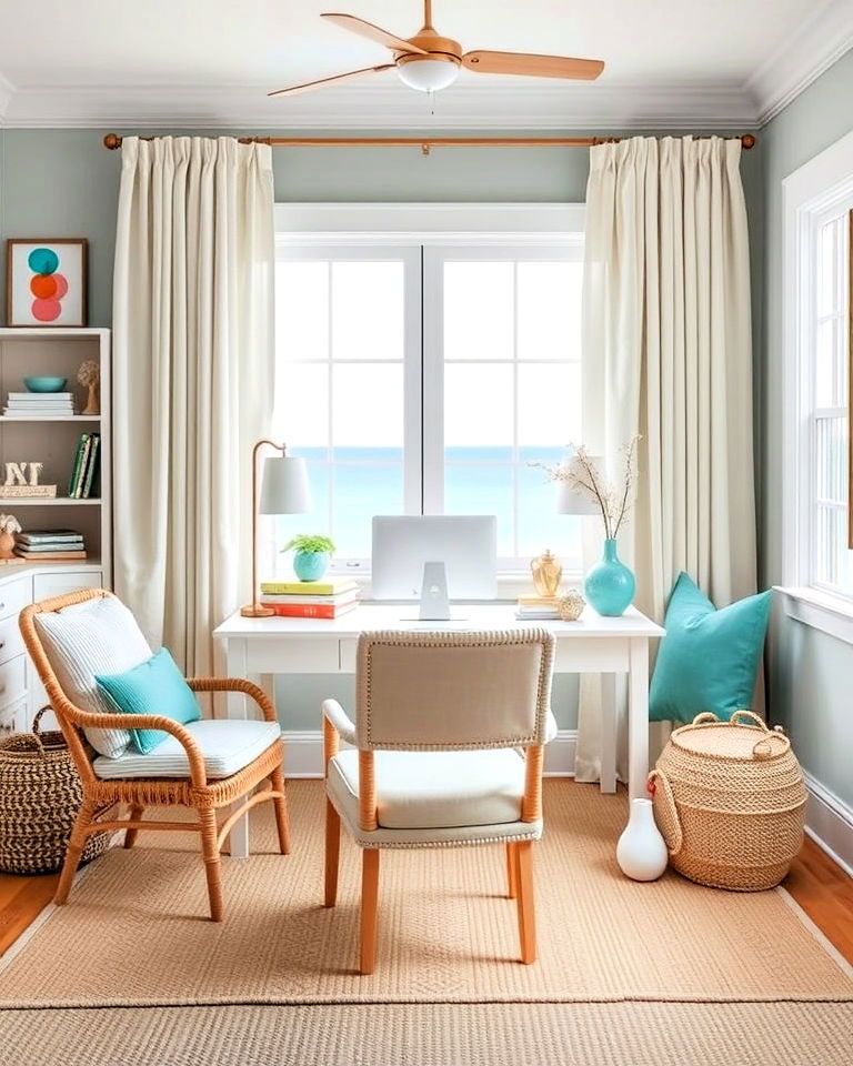 seaside inspired color palette - 20 Coastal Home Office Ideas