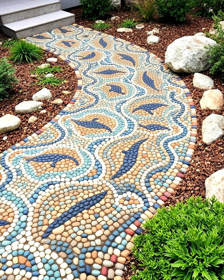 seaside inspired pebble designs - 25 Greek Garden Ideas