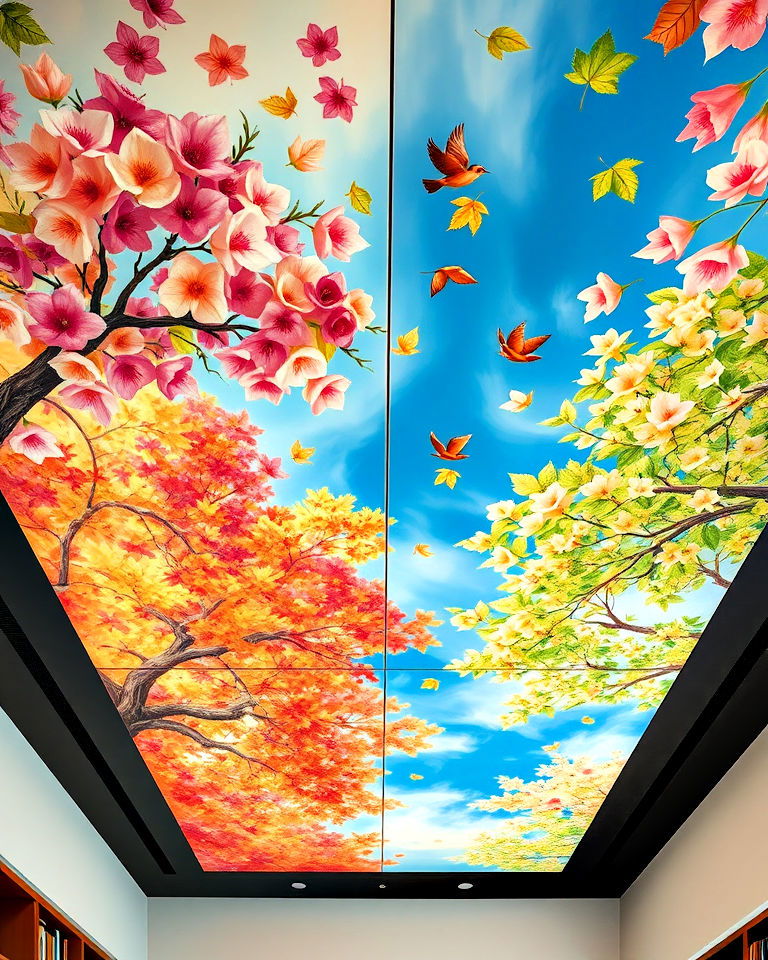 seasonal blossoms mural - 25 Ceiling Murals