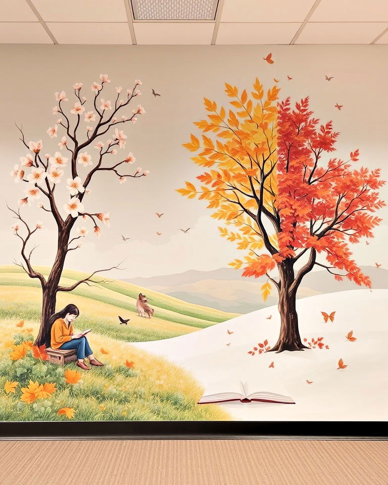 seasonal changes library mural - 15 Library Murals