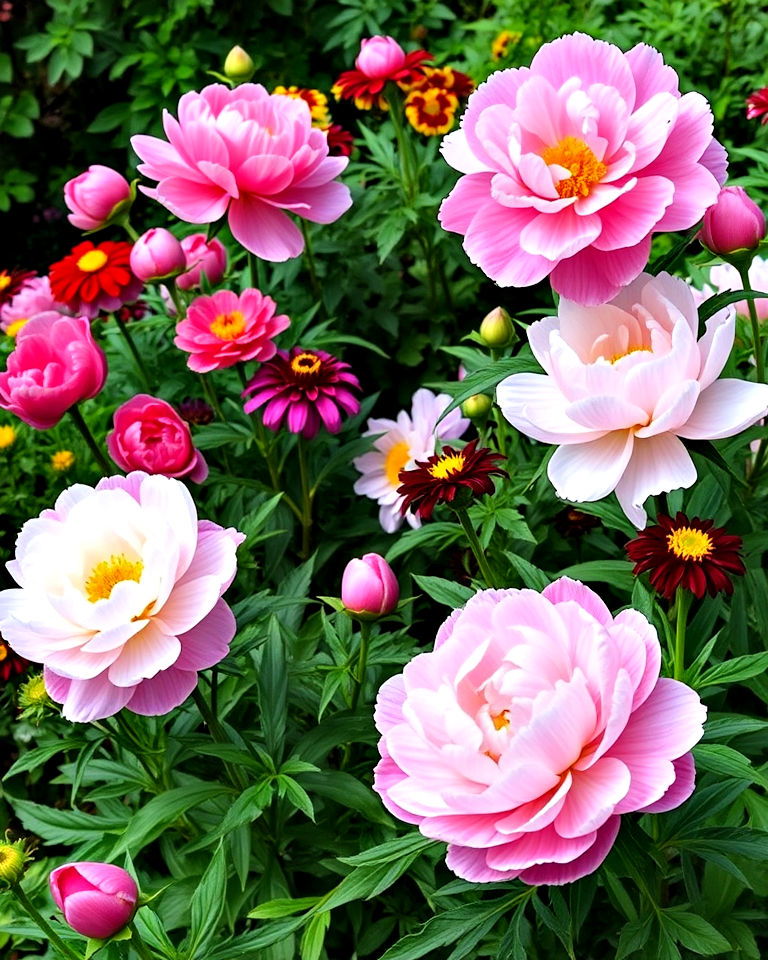 seasonal companion planting with peonies - 15 Peony Garden Design Ideas