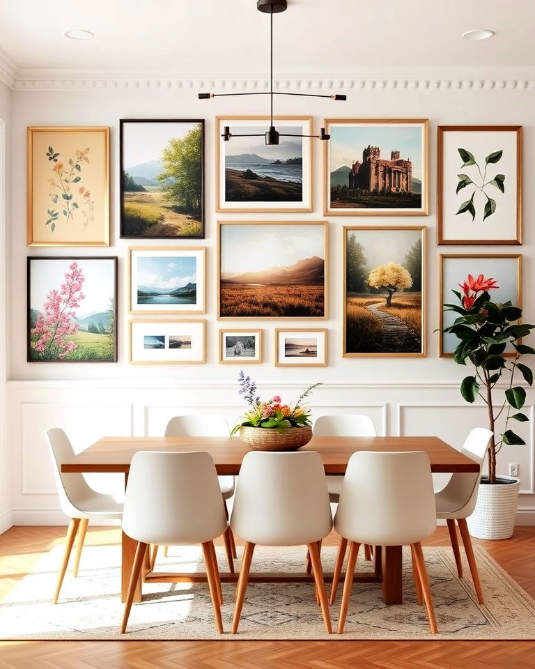 seasonal rotating art dining room - 15 Dining Room Gallery Wall Ideas