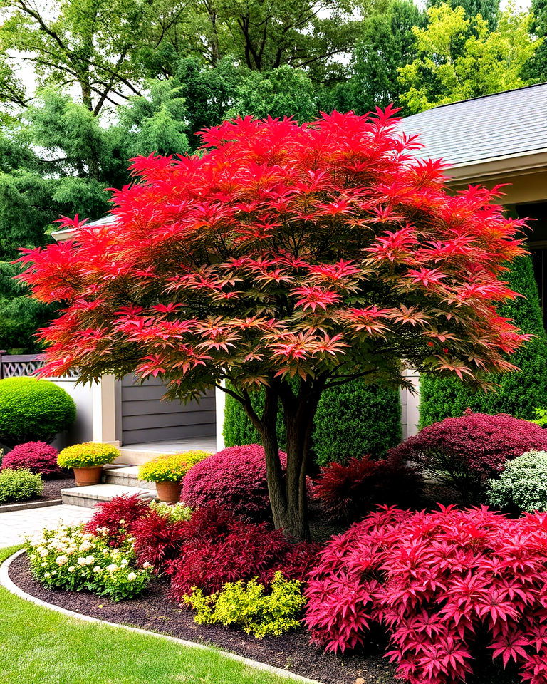 seasonal showcase with a japanese maple tree - 20 Front Yard Japanese Maple Tree Landscaping Ideas