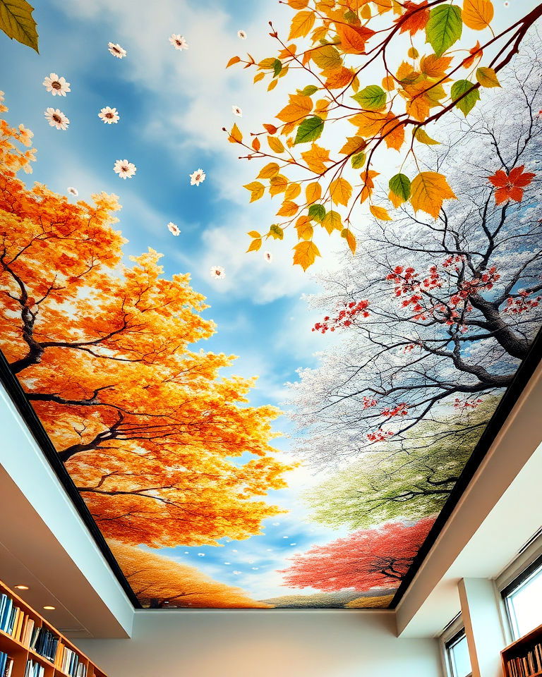 seasonal transitions mural for ceiling - 25 Ceiling Murals