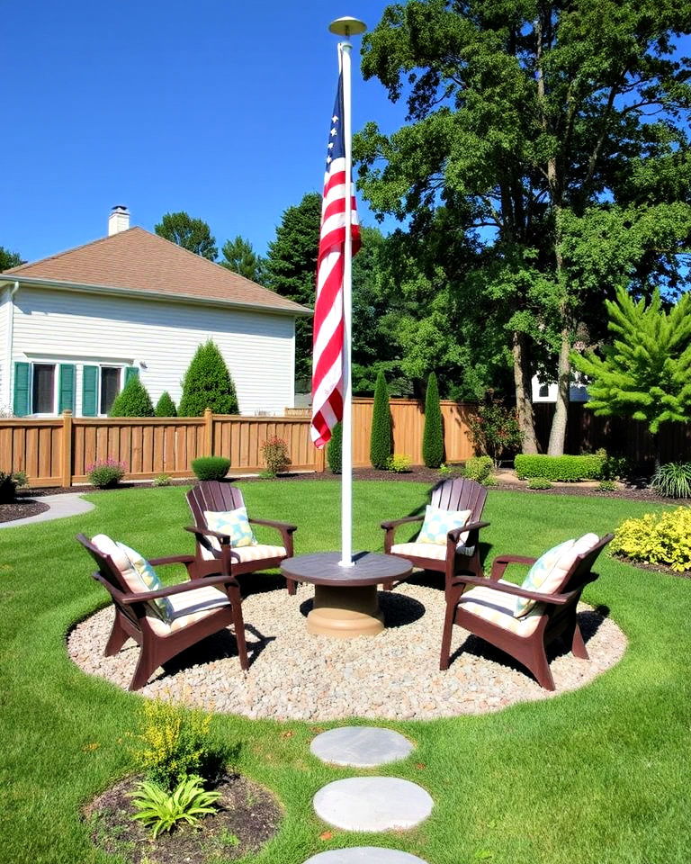 seating area residential flag pole landscaping - 20 Residential Flag Pole Landscaping Ideas