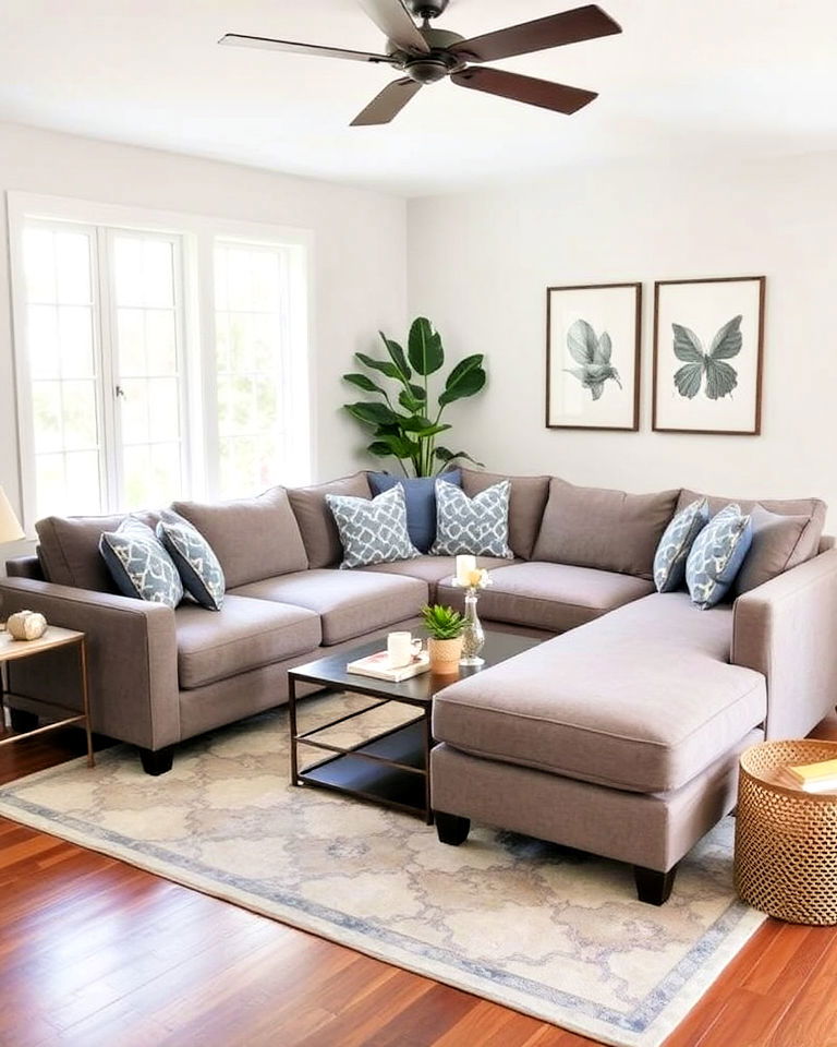 sectional with chaise lounge for extra comfort - 25 Small Living Room Sectional Layout Ideas