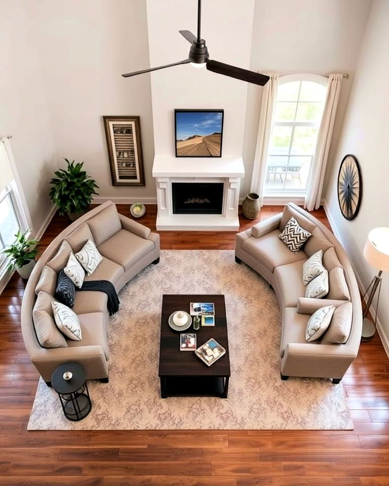 semi circular sectional for soft lines - 25 Small Living Room Sectional Layout Ideas