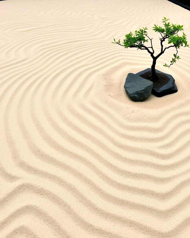 serene zen garden with raked sand - 15 Meditation Garden Ideas