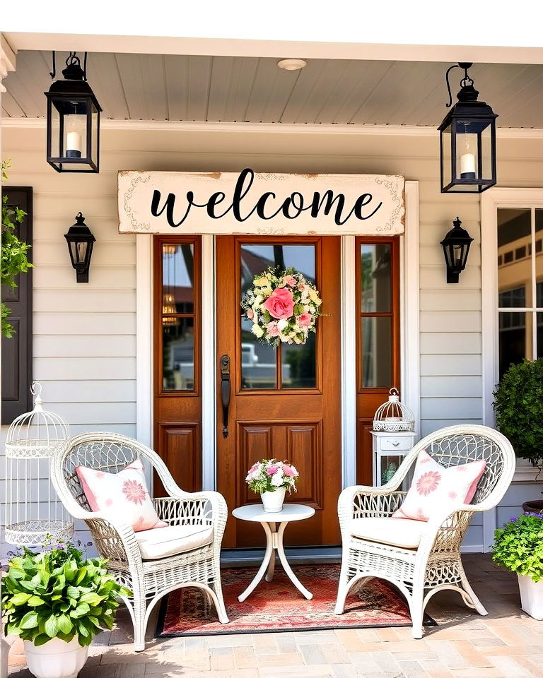 shabby chic welcome sign - 25 Welcome Sign Ideas for Front Porch