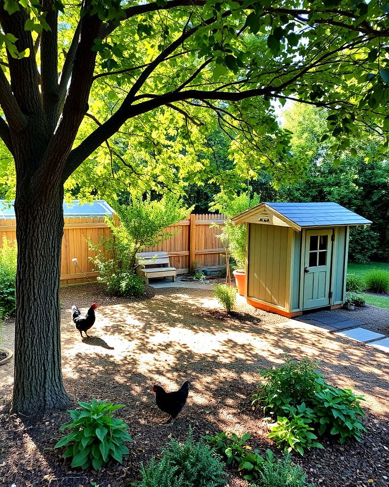 shade trees for comfort - 15 Backyard Chicken Coop Landscaping Ideas