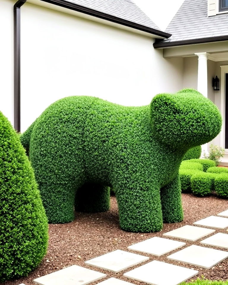shape boxwoods into unique garden sculptures - 25 Boxwood Landscaping Ideas