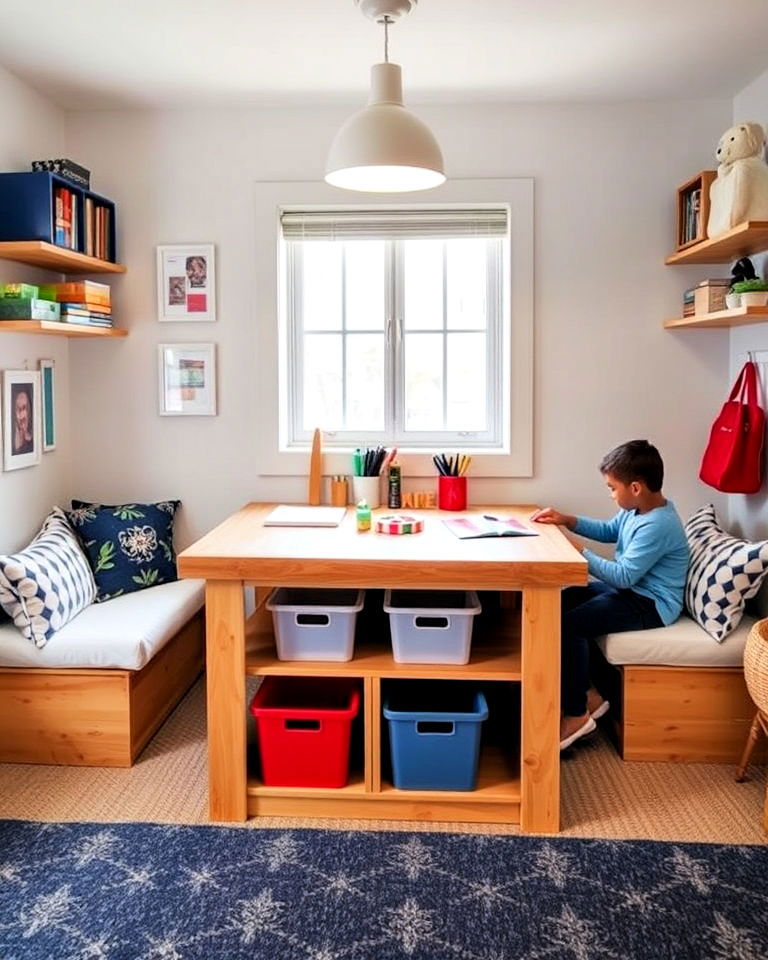 shared workbench for small room - 40 Boy and Girl Shared Small Room Ideas