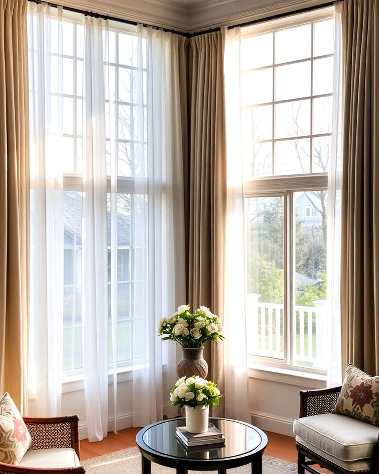 sheer and heavy sunroom curtain - 20 Sunroom Curtain Ideas
