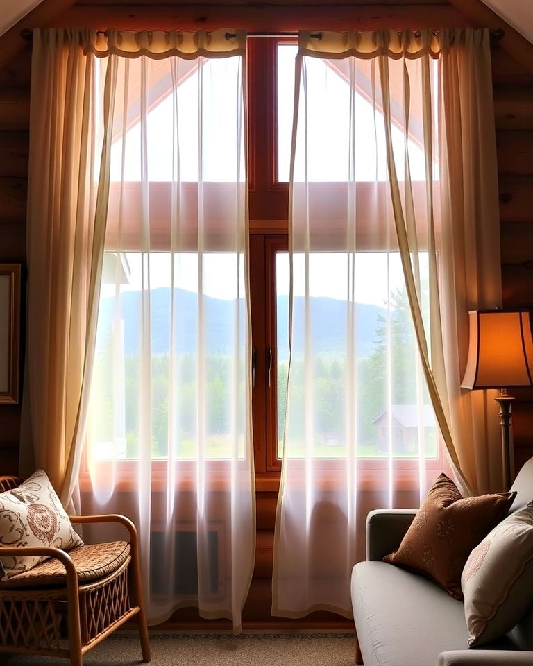 sheer curtains for a light airy look - 15 Cabin Curtains Ideas