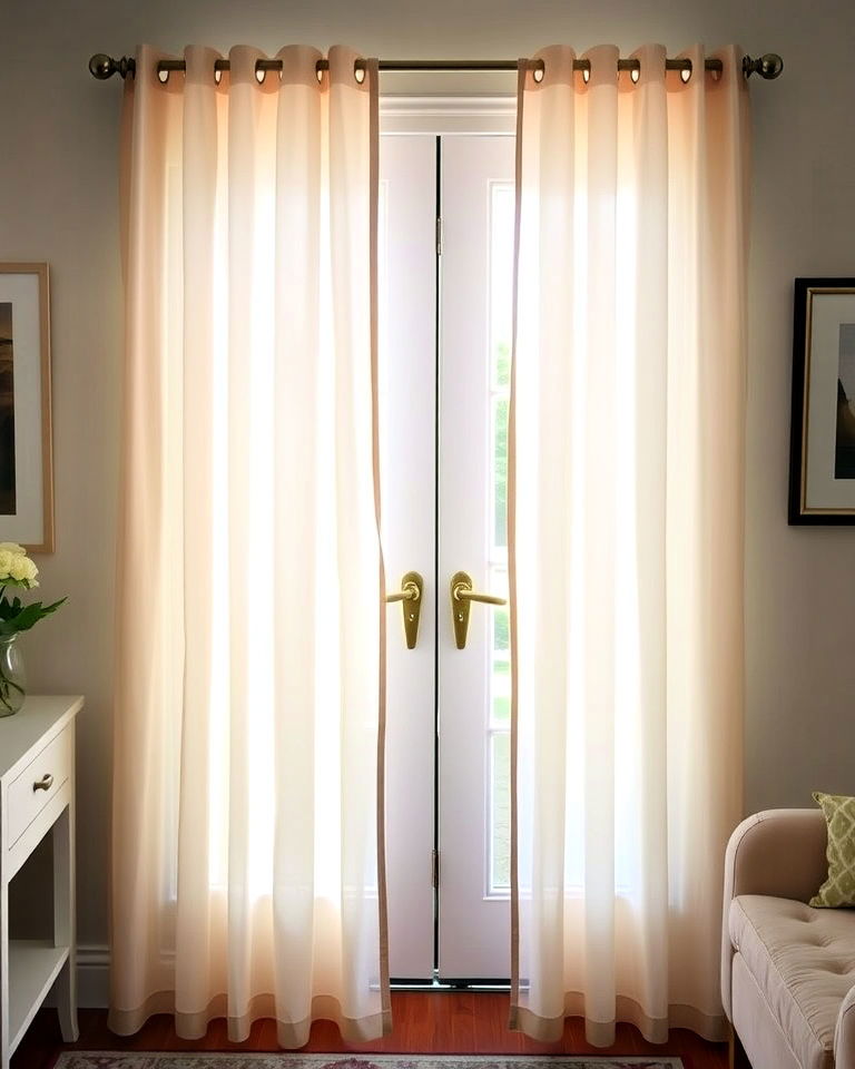 sheer fabric curtains for elegance - 20 Doorway Curtain Ideas