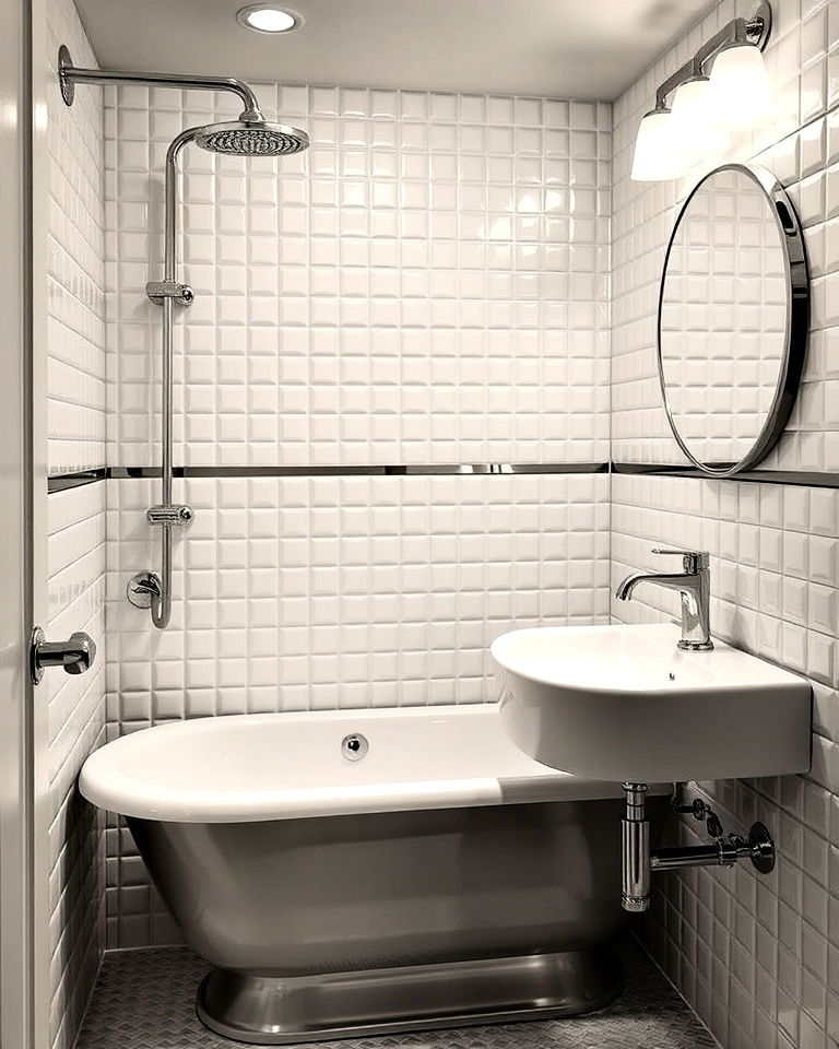 shiny chrome fixtures for modern bathroom - 25 1950s Bathroom Ideas