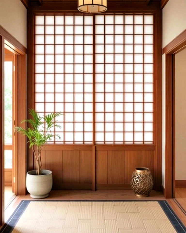 shoji screen divider for elegant minimalism - 15 Japanese Entryway Design Ideas