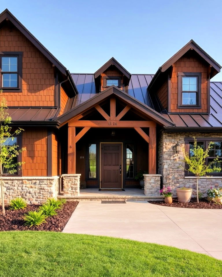 sienna clay siding for a rustic farmhouse look - 15 Home Designs Using Natural Clay Siding Colors