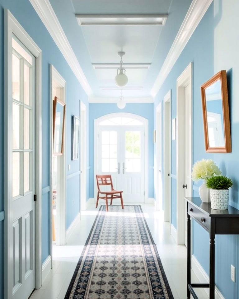 sky blue hallways for airy freshness - 25 Hallway Paint Colors