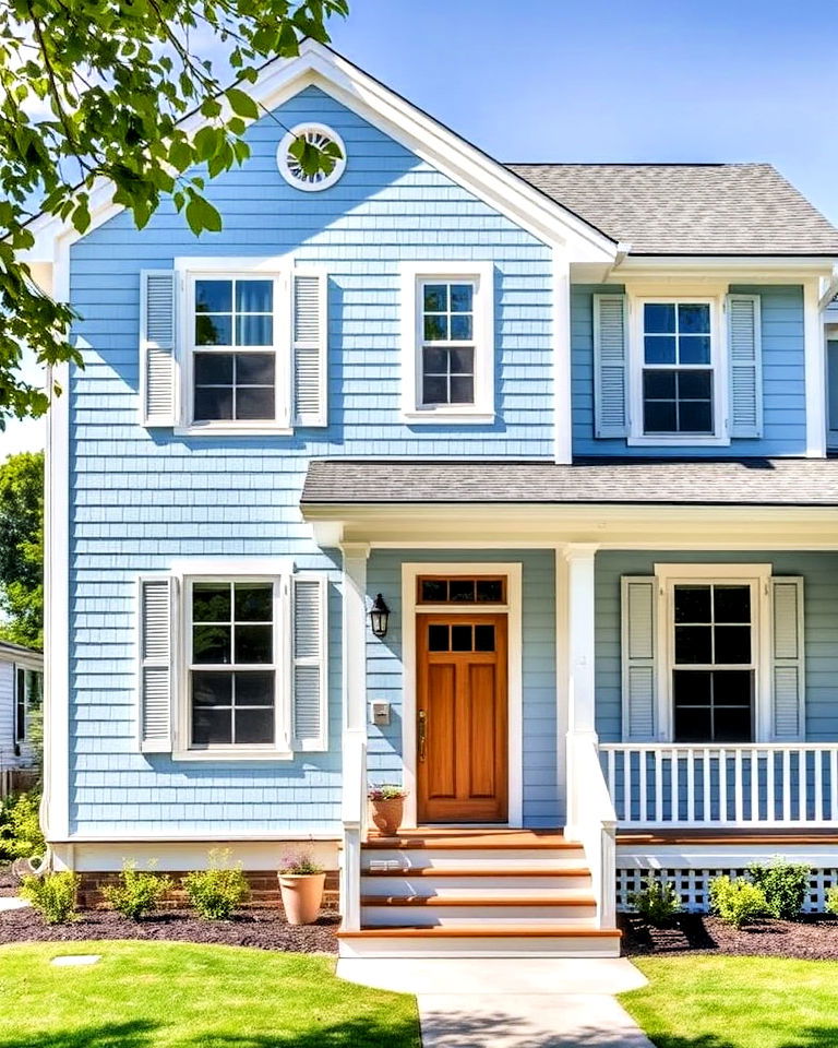 sky blue siding to bring an airy exterior look - 30 House Siding Colors