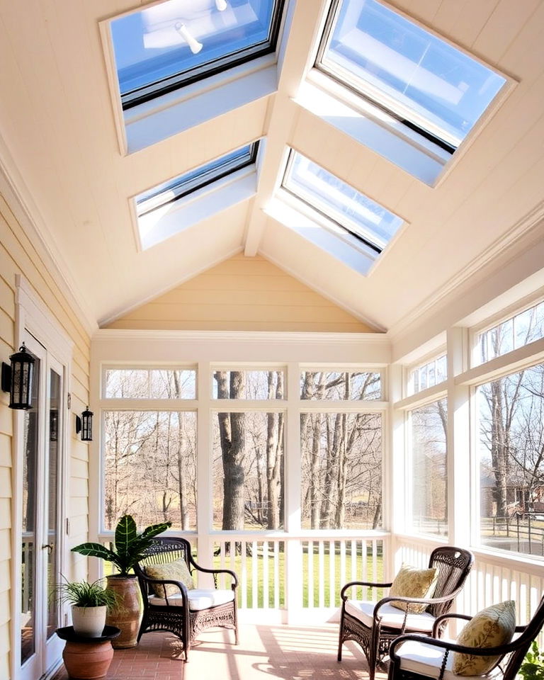 skylight windows for enclosed porch - 15 Enclosed Porch Ideas With Windows