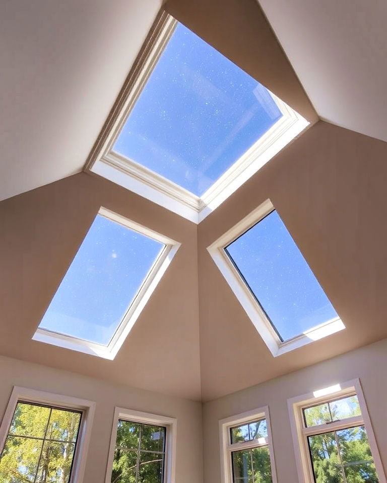 skylights for a bright ceiling design - 20 Vaulted Ceiling Window Ideas