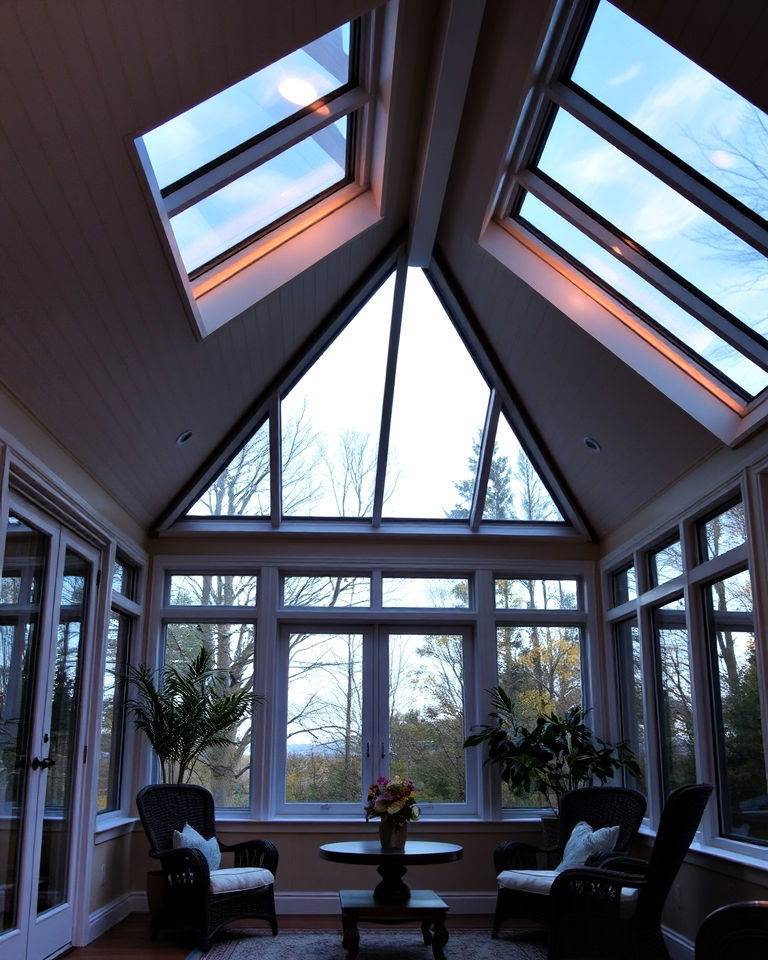 skylights sunroom with integrated lighting - 15 Sunroom Lighting Ideas