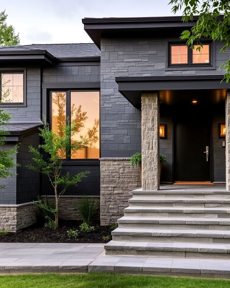 slate panels to bring a bold feel to a homes exterior - 25 Types of Exterior House Stone