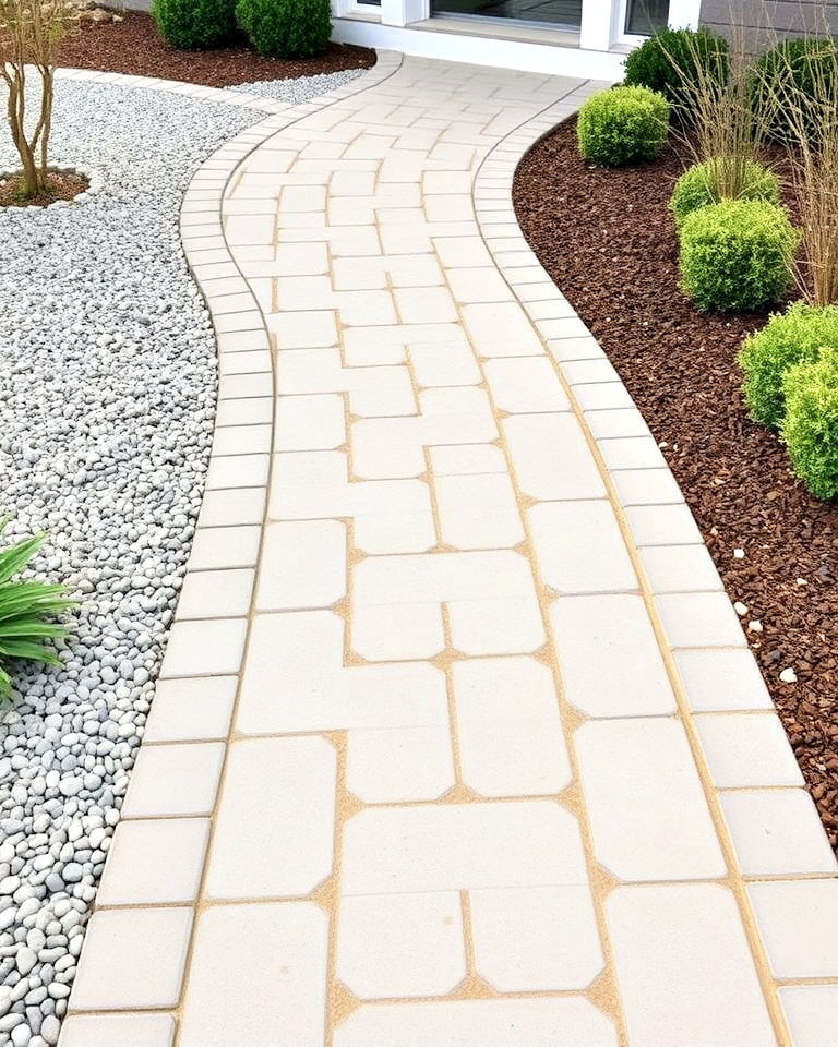 sleek and durable paver walkway for farmhouse - 15 Farmhouse Walkway Ideas
