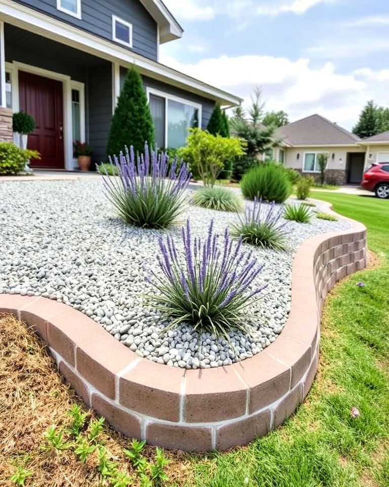 sleek and modern gravel topped berm - 20 Front Yard Berm Ideas